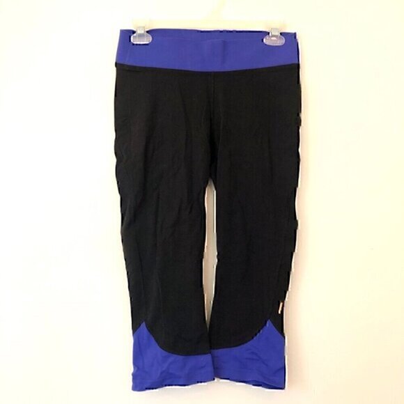 LUCY ACTIVEWEAR Black Indigo Purple Blue Colorblock Active Capri Leggings Small - Picture 1 of 8